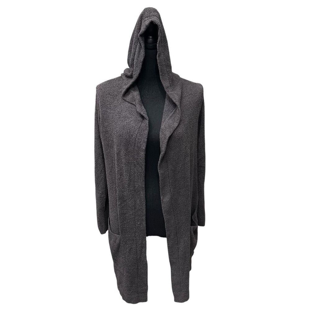 Barefoot‎ Dreams CozyChic Lite Open Cardigan Womens XS/S Grey 480 Hooded Sweater